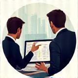 Visual representation of presenting a financial plan document during a discussion